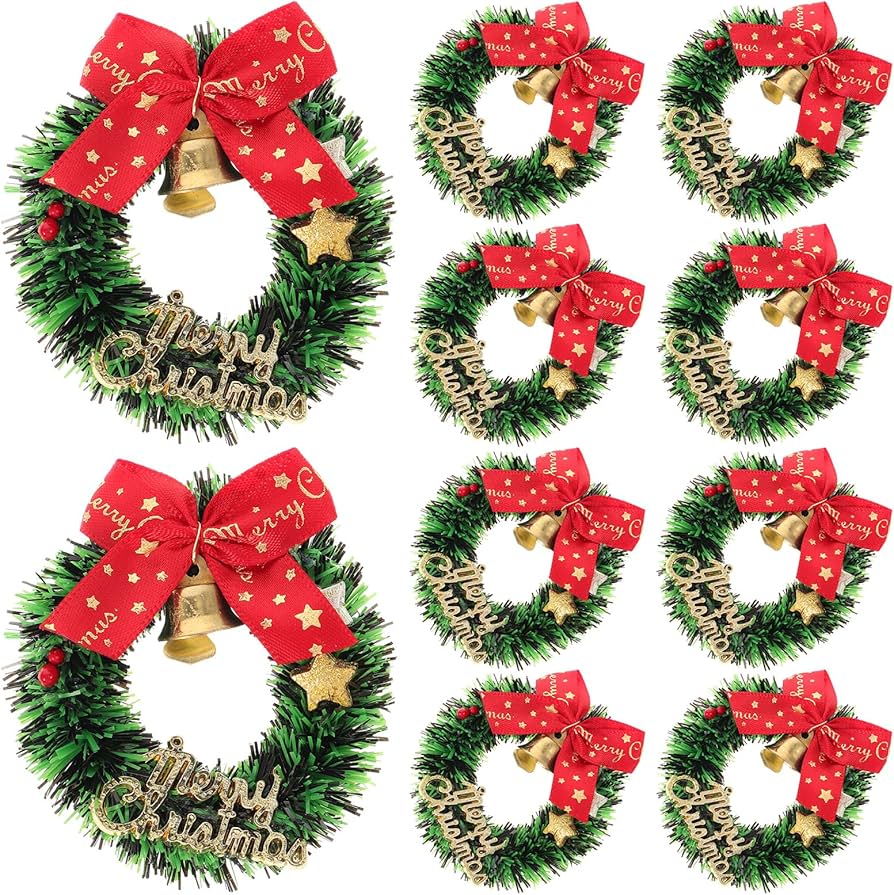 Amazon.com: MAGICLULU 10pcs Mini Christmas Wreaths with Bow Mini